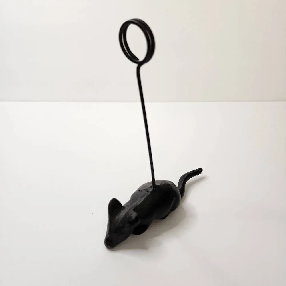 Cast Iron Rat/ Mouse Clip Photo Holder New Without Tags